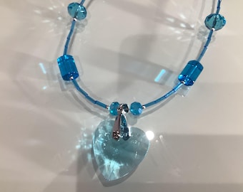 turquoise crystal heart pendant