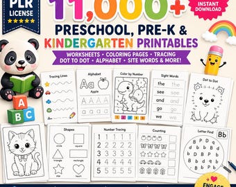 PLR 11,000+ Preschool, Pre-K & Kindergarten Printables | Worksheets, Coloring Pages, Tracing | Instant Download