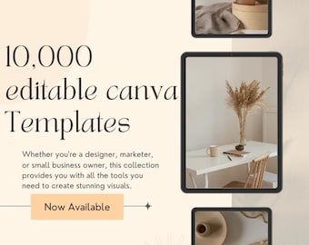 Bundel 10.000 bewerkbare canva-sjablonen: sociale media, bedrijven, planners, flyers, Instagram, e-boeken en meer