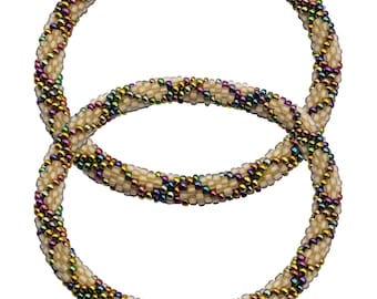 Pulseras de crochet estilo bohemio con cuentas de semillas: conjunto enrollable hecho a mano en Nepal