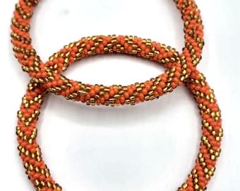 Set of 2 Boho Crochet Seed Bead Bracelets - Handmade Nepal Jewelry Set