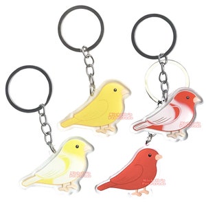 Kanarie Sleutelhanger | Cartoon Vogel Ras Bedel | Cute Kawaii Dieren Kado | Acrylic Dubbelzijdige Hanger Cadeau