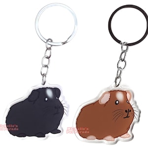 Amerikaans Gekruind Cavia Sleutelhanger | Cartoon Cavia Ras Bedel | Cute Kawaii Dieren Kado | Acrylic Dubbelzijdige Hanger Cadeau