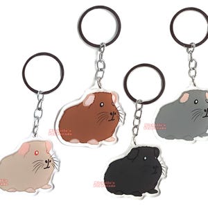 Cavia Sleutelhanger | Cartoon Cavia Ras Bedel | Cute Kawaii Dieren Kado | Acrylic Dubbelzijdige Hanger Cadeau