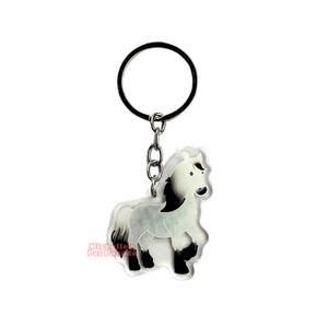 Schimmel Paard Sleutelhanger | Cartoon Paarden Ras Bedel | Cute Kawaii Dieren Kado | Acrylic Dubbelzijdige Hanger Cadeau