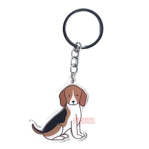 Beagle Hond Sleutelhanger | Cartoon Honden Ras Bedel | Cute Kawaii Puppy Dieren Kado | Acrylic Dubbelzijdige Hanger Cadeau