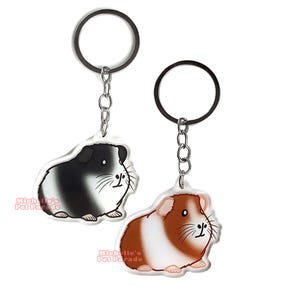 Hollander Teddy Cavia Sleutelhanger | Cartoon Cavia Ras Bedel | Cute Kawaii Dieren Kado | Acrylic Dubbelzijdige Hanger Cadeau