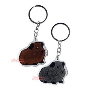 Agouti Cavia Sleutelhanger | Cartoon Cavia Ras Bedel | Cute Kawaii Dieren Kado | Acrylic Dubbelzijdige Hanger Cadeau