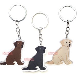 Labrador Hond Sleutelhanger | Cartoon Retriever Puppy Ras Bedel | Cute Kawaii Dieren Kado | Acrylic Dubbelzijdige Hanger Cadeau