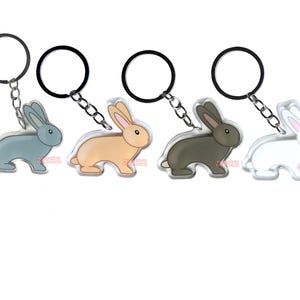 Vlaamse Reus konijn Sleutelhanger | Cartoon Konijn Ras Bedel | Cute Kawaii Dieren Kado | Acrylic Dubbelzijdige Hanger Cadeau