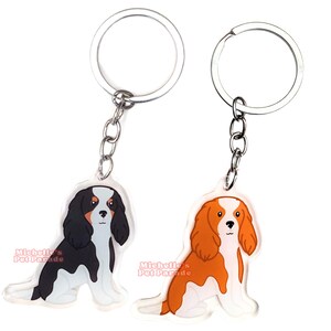 Cavalier King Charles Spaniel Hond Sleutelhanger | Cartoon Puppy Ras Bedel | Cute Kawaii Dieren Kado | Acrylic Dubbelzijdige Hanger Cadeau