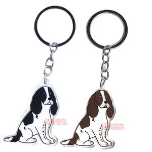Engelse Springer Spaniel Hond Sleutelhanger | Cartoon Honden Ras Bedel | Cute Kawaii Puppy Dieren Kado | Acrylic Dubbelzijdige Hanger Cadeau