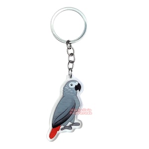 Roodstaart Papegaai Sleutelhanger | Cartoon Vogel Ras Bedel | Cute Kawaii Dieren Kado | Acrylic Dubbelzijdige Hanger Cadeau