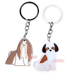 Shih Tzu Hond Sleutelhanger | Cartoon Honden Ras Bedel | Cute Kawaii Puppy Dieren Kado | Acrylic Dubbelzijdige Hanger Cadeau