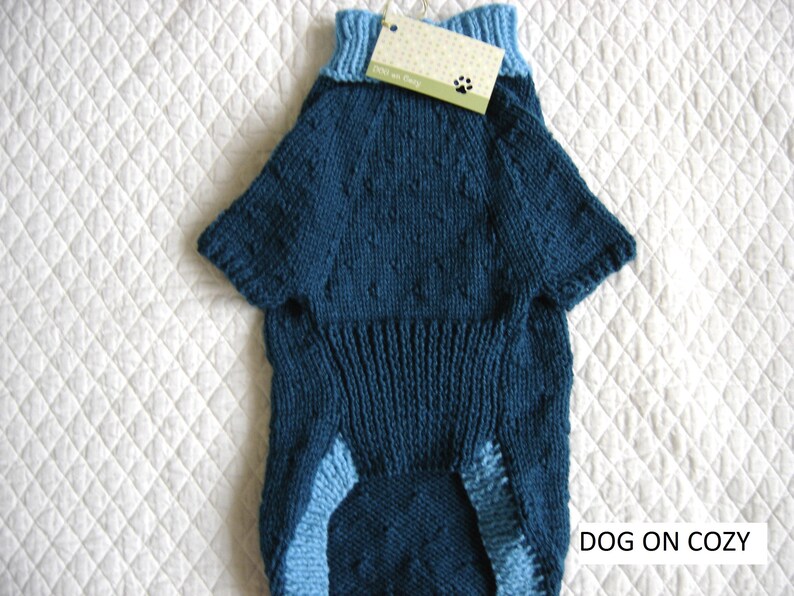 Size MEDIUM Full Length Pet Sweater With Harness Hole Dog Teal Sweater