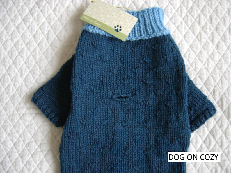 Size MEDIUM Full Length Pet Sweater With Harness Hole Dog Teal Sweater
