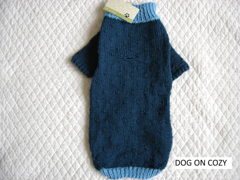 Size MEDIUM Full Length Pet Sweater With Harness Hole Dog Teal Sweater