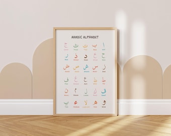 Arabic Alphabet Poster, Islamic Nursery Art, Printable Digital Download, Islamic Educational Print, Muslim Baby Islam Kids Room Decor