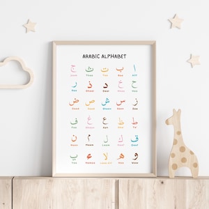 Arabisch Alphabet Poster, Islamische Kinderzimmer Kunst, Druckbare digitaler Download, Islamische bildungsdruck, Muslim Baby Islam Kinderzimmer Dekor