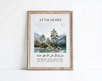 Quote Quran 65:3 At-Talaq Islamic Wall Art, Quran Verse Print, Islamic Home Decor, Inspirational Islamic Poster Gift Muslim Room PRINTABLE