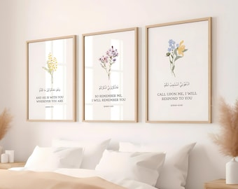 Set of 3 Quran Quotes Islamic Wall Art, Quran Verse, Printable Digital Wall Art, Islamic Wall Decor, Islamic Posters and Prints Islamic Gift