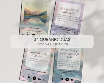 34 koraniska dua-kort, islamiska dua-kort, islamiska utskrivbara dua-kort, muslimska bönekort, dua-kort från Koranen, Ramadan Eid-presenter