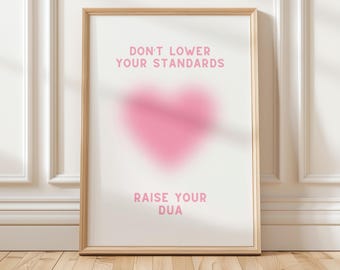 ピンクのイスラムの引用句ウォールアート「Dua」を掲げよう、デジタルダウンロードウォールアート、イスラムのウォールアート、モダンなイスラムの壁飾り、イスラムのポスターギフト