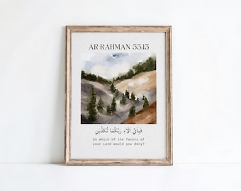 Quote Quran 55:13 Ar-Rahman Islamic Wall Art, Quran Verse Print, Islamic Home Decor, Inspirational Islamic Poster Gift Muslim Room PRINTABLE