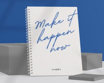 Minimalist Lined Spiral Notebook – 'Make it Happen' Design