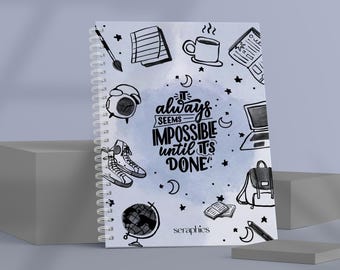 Starlit Lined Notebook: Purple Doodle Art, Wire Bound Diary