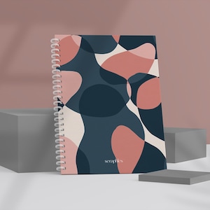 Abstract Cover - Lined notebook - Spiral Notebook - Wired Notebook - Pink - Blue - Soft Cover - Log - Diary