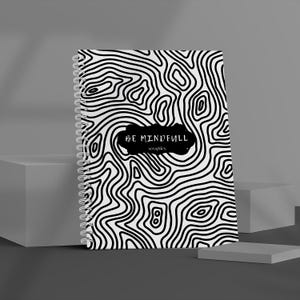 Pattern Cover - Lined notebook - Spiral Notebook - Wired Notebook - Black - White - Soft Cover - Log - Diary