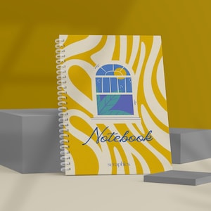 Sunlit Cover - Lined notebook - Spiral Notebook - Wired Notebook - Sky - Yellow - White - Soft Cover - Log - Diary