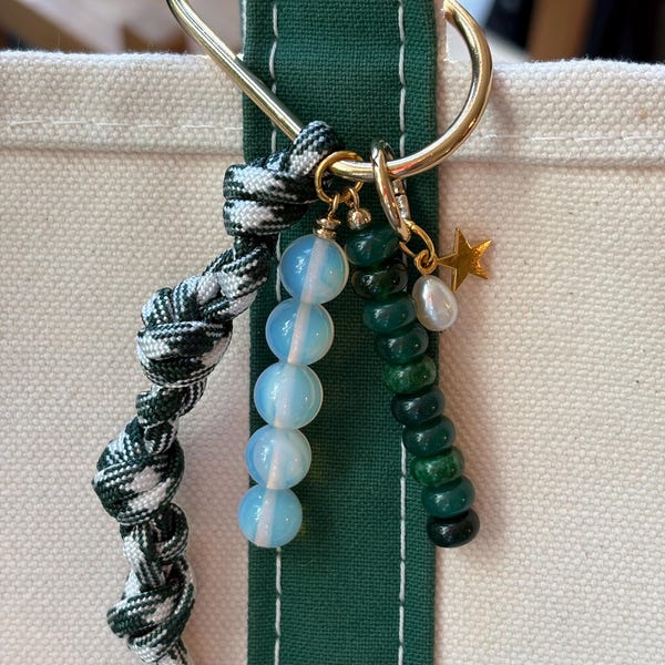 Bag Charm Keychains with Glass Beads, Gold Carabiner, and Paracord Accent | Handmade and Customizable | Perfect for Gifts