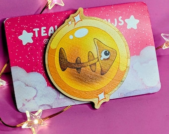 Splatoon Big Run golden egg wooden pin badge