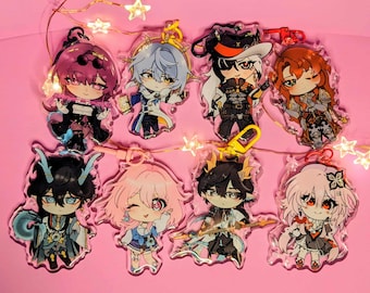 Honkai Star Rail Keychains: 3" Chibi Kawaii Epoxy Acrylic Keychain Charms
