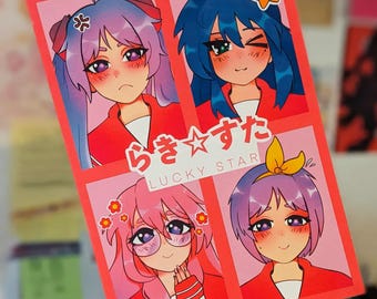 Lucky Star A5 print - Kawaii anime (Konata Izumi, Kagami Tsukasa Hiiragi, Miyuki Takara)
