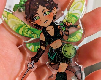 Thimble Critical Role 3" Epoxy Fairy Pixie Glitter Keychain Dungeons and Dragons (DnD)
