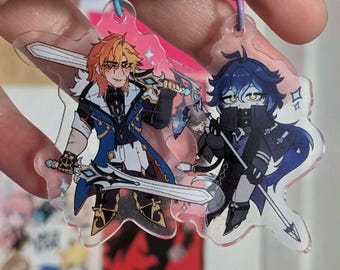 Genshin Impact Flins and Varka Nod-Krai Mondstadt keychain charm 2"