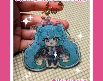 Hatsune Miku Vocaloid Sakura Flowers Holographic Charm Keychain / Project Diva PJSK