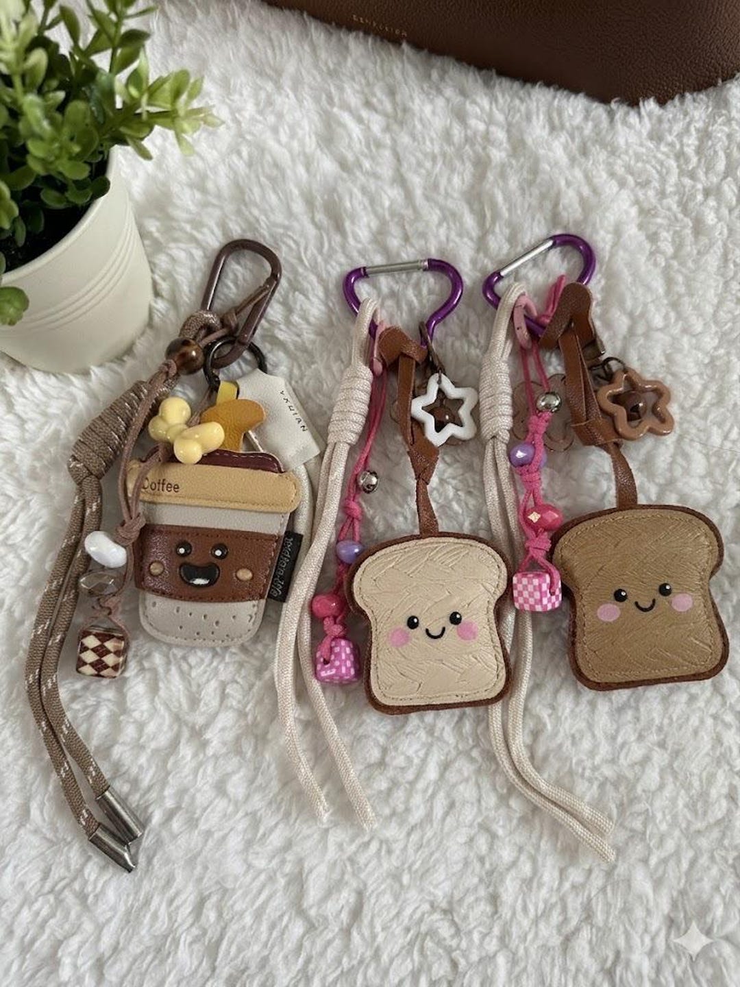 Toast and Coffee Bag Charm: Kawaii Breakfast Keychain, Cute Foodie Gift ...