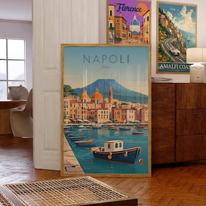Napoli Digital Print – Naples Italy Wall Art, Printable Travel Poster, Coastal City Decor Download