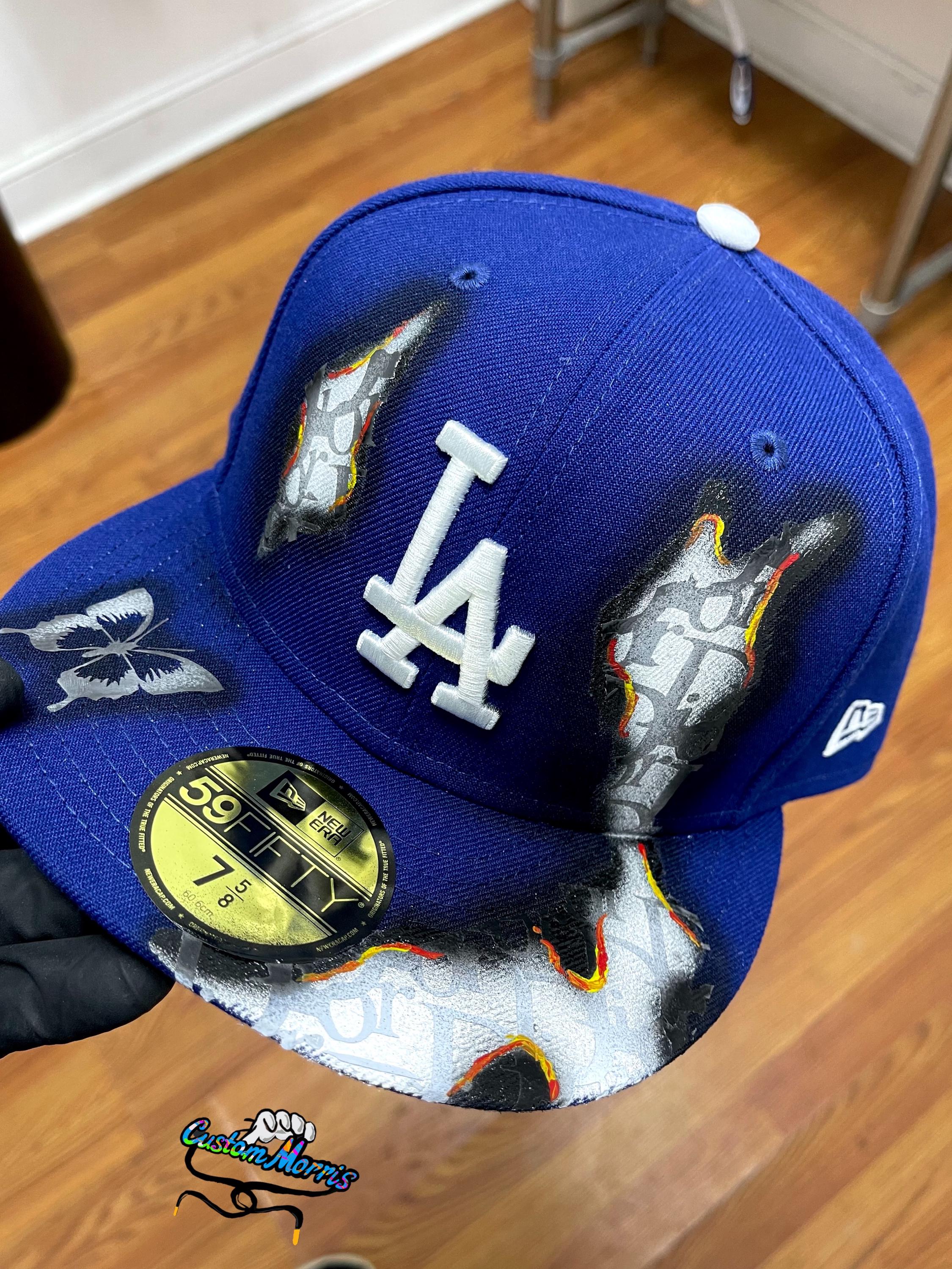 Custom LA Dr. butterfly Dodger’s Fitted Burn hat / luxury / gift / birthday