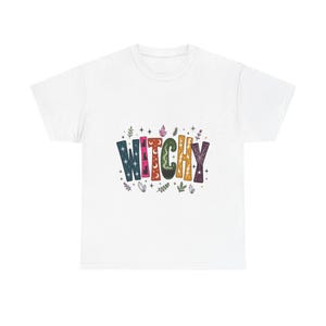 Camiseta de bruxa, camiseta de Halloween, camiseta para a temporada assustadora, camiseta de gato místico, estilo boho bruxa, ideal para o outono, roupa gótica