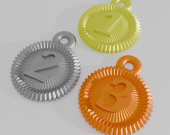 May include: Three gold, silver, and bronze medals with the numbers 1, 2, and 3 on them.