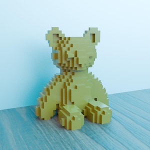 Archivo STL de oso de peluche de 8 bits: Decoración retro de pixel art (imprimible en 3D)