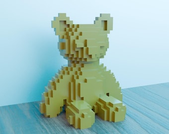 Plik STL 8-bitowego misia: dekoracja w stylu retro w stylu pikselowym (do druku 3D)