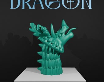 Dragon Bust STL File - Epic 3D Printable Sculpture for Fantasy Decor & Collectors
