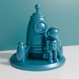 Modelo stl de impresión 3D, idea de regalo de astronauta y nave espacial rochet