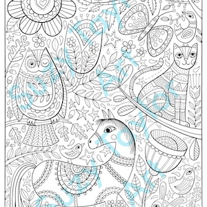 Folk art printable coloring page